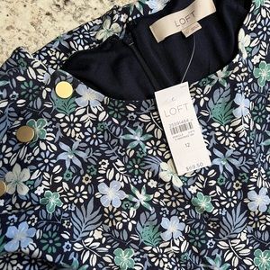 LOFT size 12 floral dress NWT blue